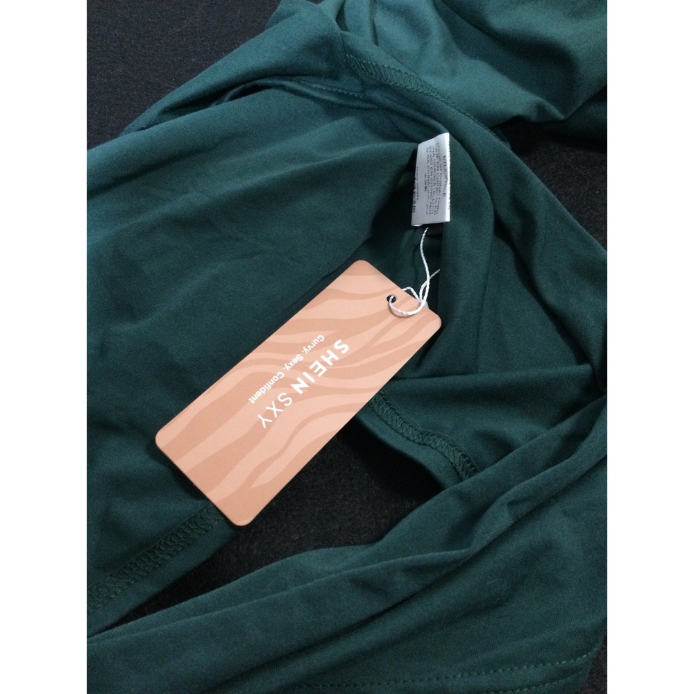 SHEIN SXY Mock Neck Cutout Long Sleeve Crop Top Green Size M - Picture 4 of 5